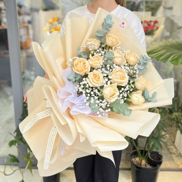 Bó hoa hồng trứng gà 13 bông mix baby tặng sinh nhật ý nghĩa  5