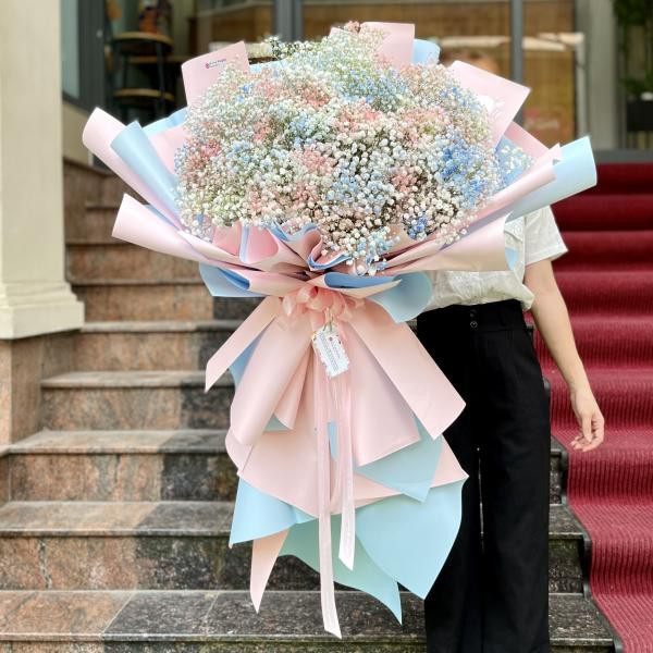 Bó hoa baby xanh mix baby hồng siêu to khổng lồ tặng bạn gái ý nghĩa 4