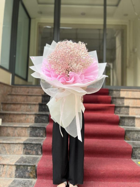 Bó hoa baby hồng style mới tặng chúc mừng đẹp nhất  4