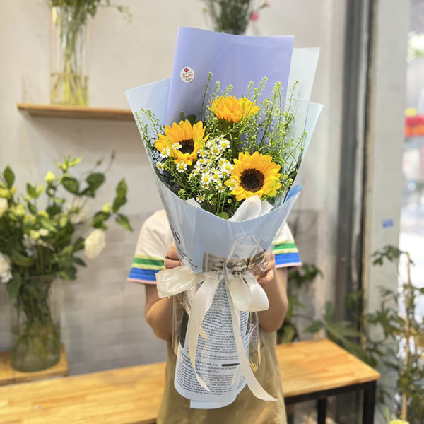 Bó hoa hướng dương 3 bông đơn giản 6