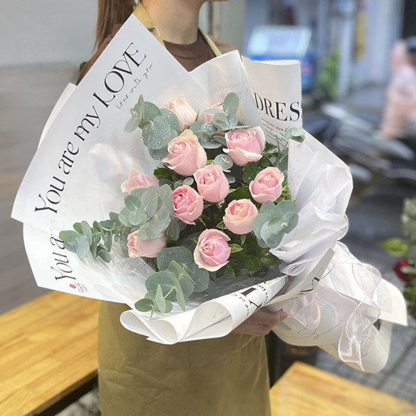 Bó hồng da 11 bông đơn giản 4