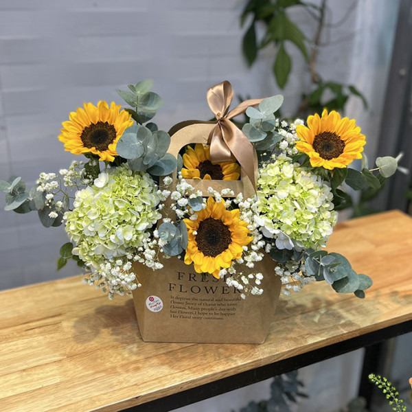 Hoa lễ 20/11 Giỏ hoa tú cầu hướng dương tặng thầy cô 6