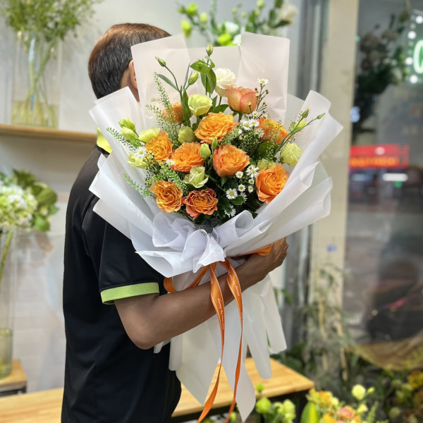 Bó hoa hồng cam tặng sinh nhật đẹp 4