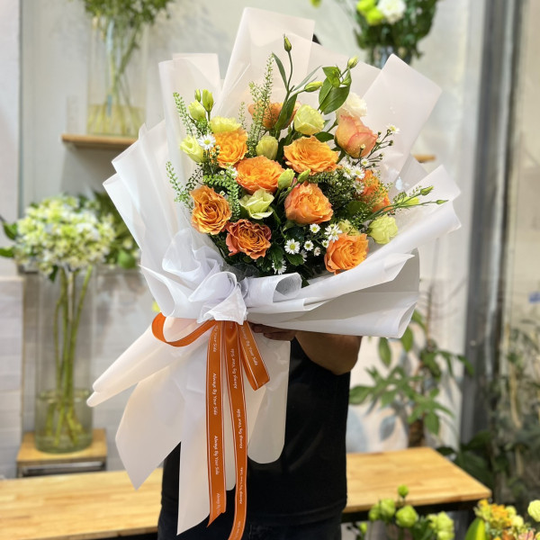 Bó hoa hồng cam tặng sinh nhật đẹp 5