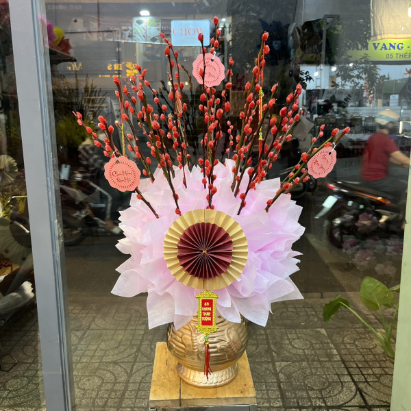 Bình hoa nụ Tầm Xuân Đỏ 30 cành 5