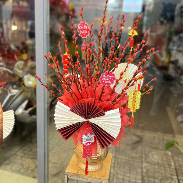 Bình hoa nụ Tầm Xuân Đỏ 40 cành 6