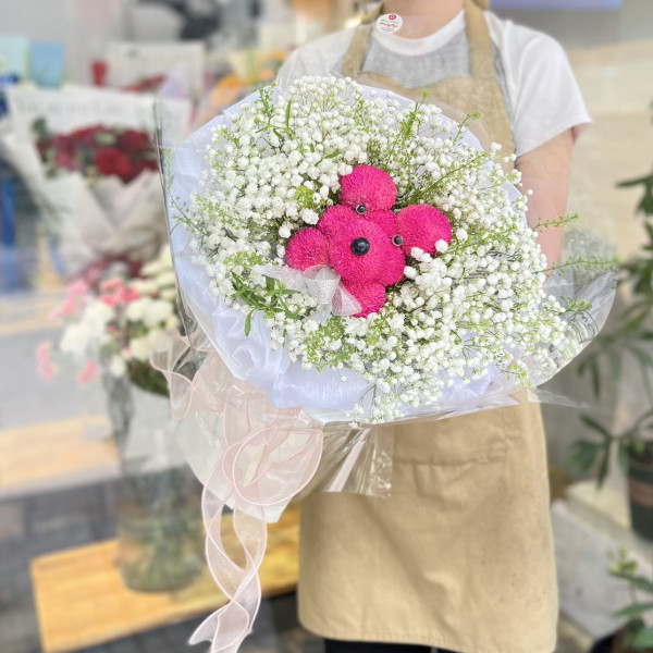 Bó hoa sinh nhật độc lạ gấu đỏ 5