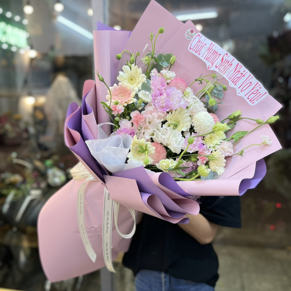 Bó hoa tím giấy tím đơn giản 5