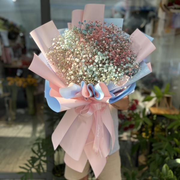 Bó hoa baby 2 màu xanh mix hồng tặng chúc mừng sinh nhật ý nghĩa 4